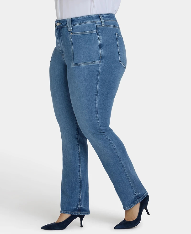 Nydj Plus Marilyn Straight Jeans with Front Patch Pockets