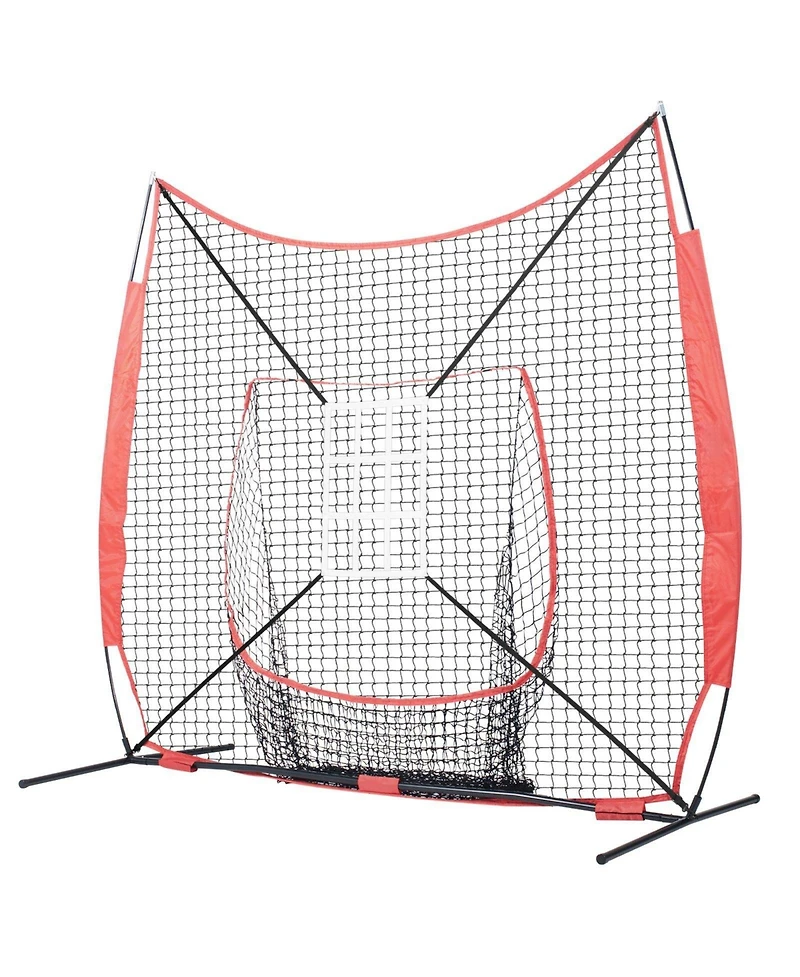 Mecale 7 x 7 Ft Baseball Softball Practice Net with Bow Frame, Tee, 12 Balls and Ball Collector