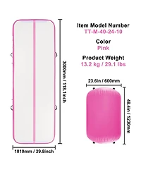 Mecale 2-Piece Inflatable Gymnastics Air Mat Set with Air Roller and Pump