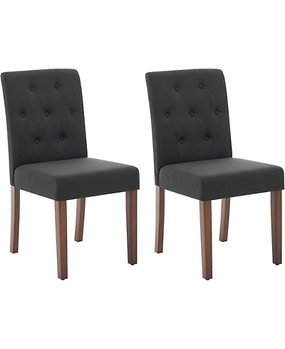 gaomon Parsons Button Tufted Dining Chairs Set Upholstered Fabric Chairs with Wood Legs