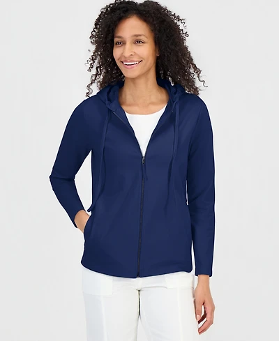 Style & Co Women's Zip-Front Hooded Sweatshirt, Created for Macy's