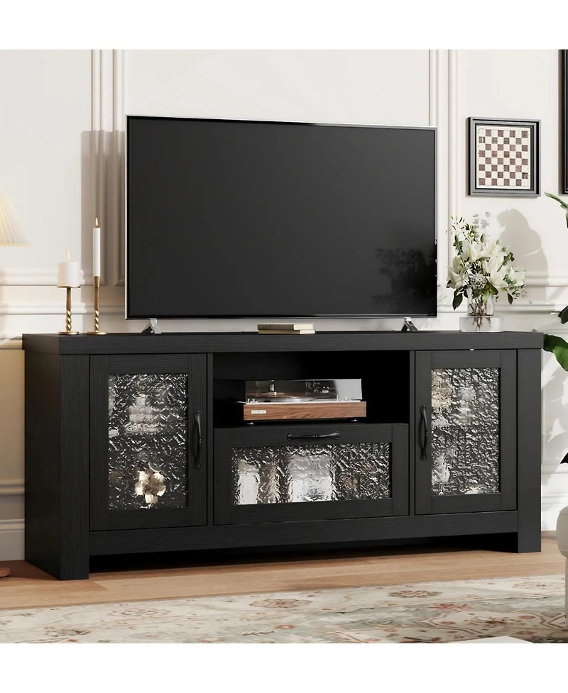 gaomon Tv Stand for 65 Inch Tv, Farmhouse Entertainment Center with Acrylic Door Storage Cabinet & Adjustable Shelves