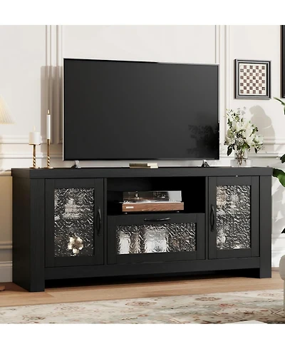 gaomon Tv Stand for 65 Inch Tv, Farmhouse Entertainment Center with Acrylic Door Storage Cabinet & Adjustable Shelves