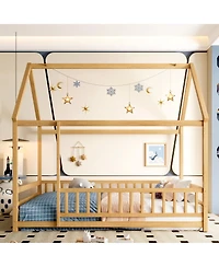 flynama Wooden Floor Bed House Roof Frame Fence Guardrails