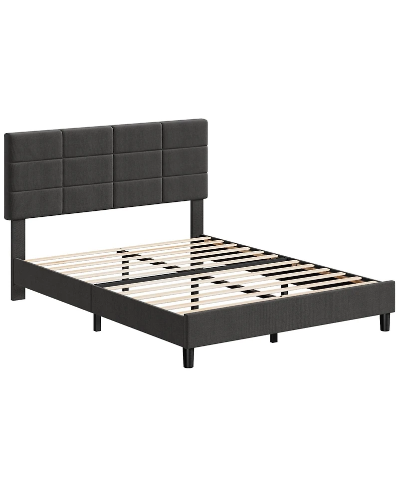 gaomon Queen Bed Frame with Adjustable Headboard, Linen Upholstered, Wood Slats, Noise Free, No Box Spring, Easy Assembly