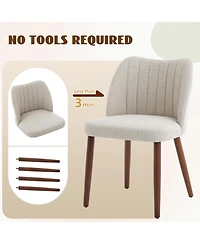 gaomon Wooden Dining Chairs Set of 6,Upholstered Dining Chairs Modern Fabric Kitchen Chairs with Back for Kitchen,White