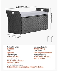 Gouun Pe Rattan Outdoor Storage Bench for Two with Cushion