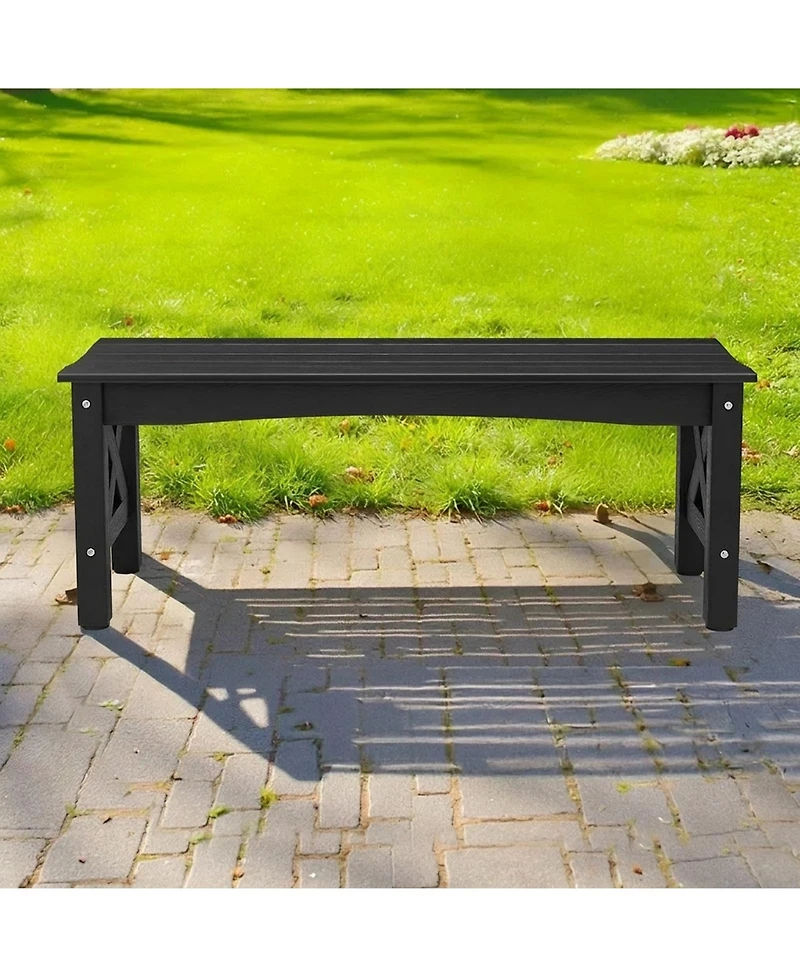 Gouun 44.5-Inch Weatherproof Plastic Outdoor Bench with Adjustable Feet