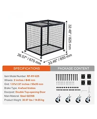 Mecale Rolling Sports Ball Storage Cart with Double Lid, Steel Equipment Organizer for Garage and Gym