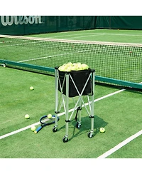 Mecale Tennis Ball Hopper Cart Holds 180 Balls, Aluminum Frame with Wheels and Removable Bag