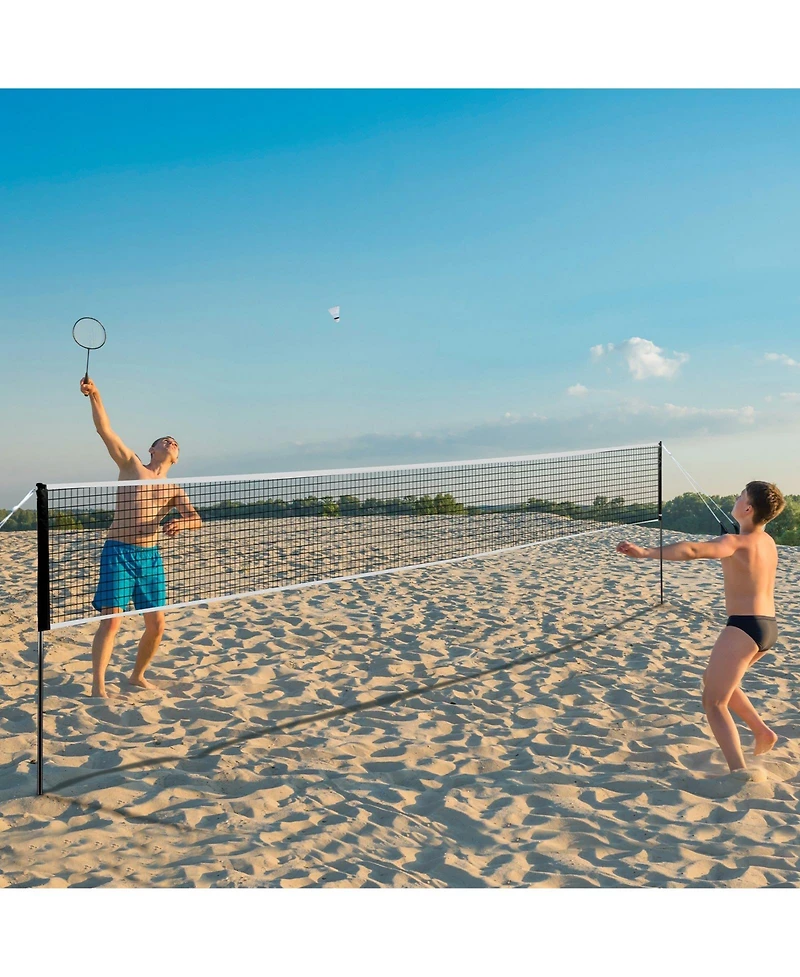 Portable Badminton Net Set with Poles, 4 Rackets and Shuttlecocks