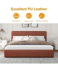 gaomon King Size Double Drawer Soft Bag Bed, Pu Upholstered Bed with Spacious Storage, Soft and Comfortable Mattress, No Box Spring Needed