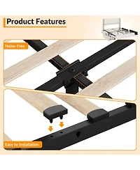gaomon Queen Velvet Platform Bed Frame with 4 Storage Drawers, Rgb Led Lights & Wingback Headboard, Noise-Free, No Box Spring, Easy Assembly