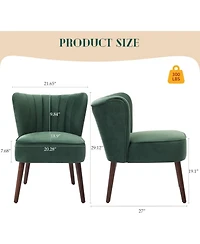 gaomon Modern Velvet Accent Chair Set of 2,Soft Upholstered Living Room Chair with Wooden Legs,Comfy Armless Lounge Chair for Living room