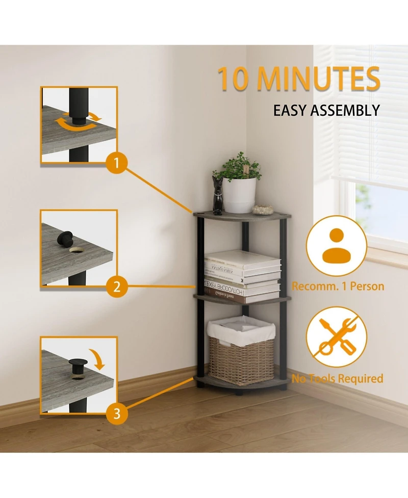Homlux 3 Tier Decorative Corner Bookshelf Display Rack