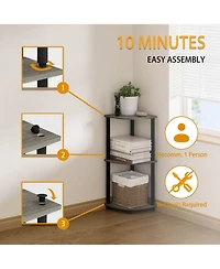 Homlux 3 Tier Decorative Corner Bookshelf Display Rack