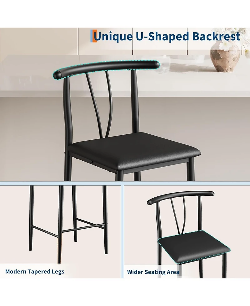 gaomon Bar Stools Set of 2 with Backrest and Footrest,Kitchen Barstools with Thick Cushion,25 in Counter Height Bar Stools,for Dining Room,Kitchen