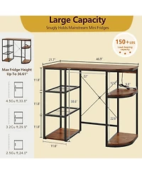 gaomon 46.9in Mini Fridge Stand with Storage Shelf, 6-Tier Microwave Stand & Coffee Bar Organizer with 4 Power Outlet and Air Switch