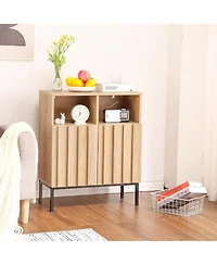 gaomon Set of 2 Fluted Sideboard Storage Cabinets, Buffet Credenza Accent Console with Doors for Living Room, Dining Room