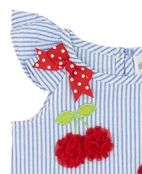 Rare Editions Baby Girls' Flutter Sleeve Top and Elastic Waistband Shorts, 2-Piece Set