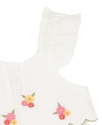 Rare Editions Baby Girls' Flutter Cap Sleeve Top and Stripe Olive Shorts, 2-Piece Set