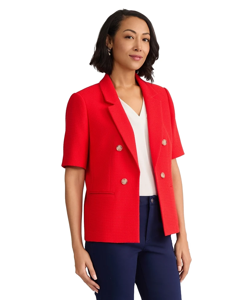Jones New York Women's Short-Sleeve Notch Collar Polyester Blazer