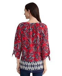 Jones New York Women's 3/4-Length Sleeve V-Neck Polyester Blouse