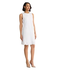 Jones New York Women's Round Neck Embroidered Midi Shirtdress