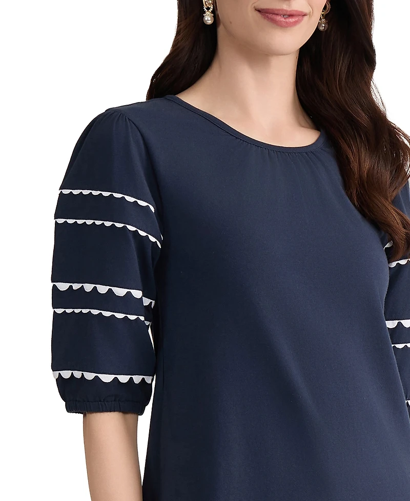 Jones New York Women's Elbow-Sleeve Crewneck Top