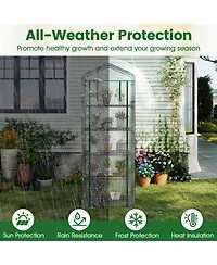 Costway 27" x 19" x 75" Mini Greenhouse with 5 Tier Shelves, Pe Cover, Roll-Up Zipper Door