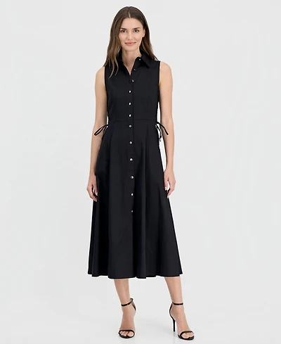Anne Klein Women's Button-Front Side-Tie Sleeveless Dress