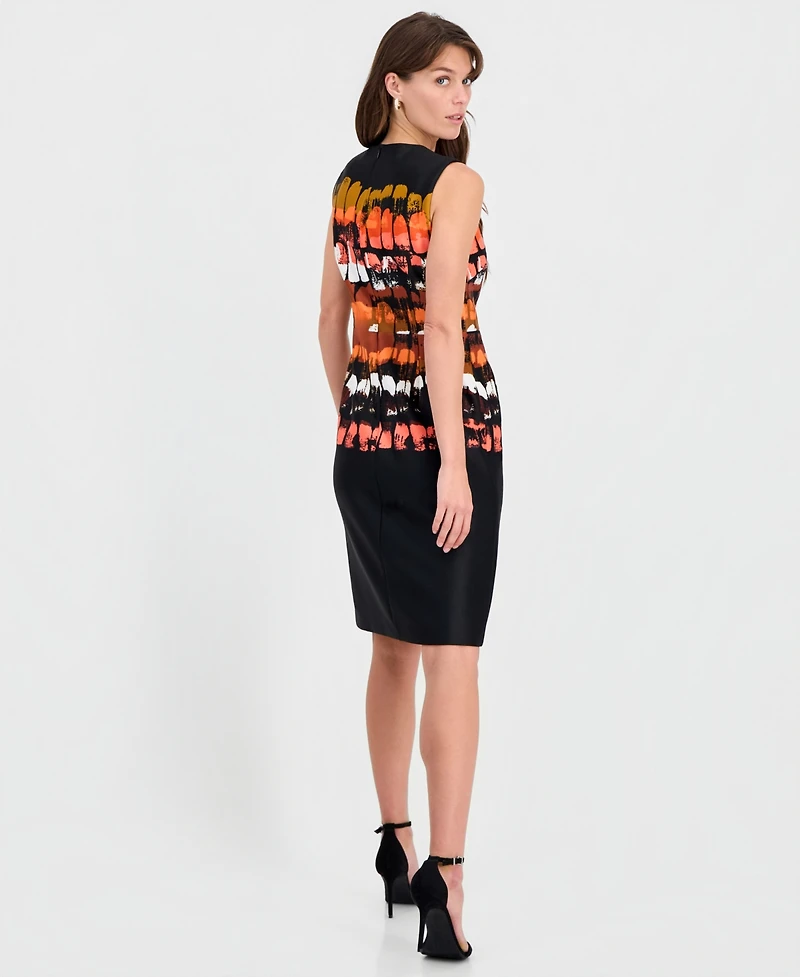 Anne Klein Women's Printed Sleeveless Scuba Sheath Dress