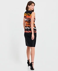 Anne Klein Women's Printed Sleeveless Scuba Sheath Dress