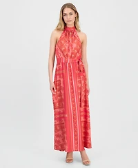 Anne Klein Women's Printed Halter-Neck Maxi Dress