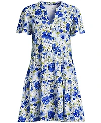 Lands' End Women's Cotton Jersey Tiered Mini Dress