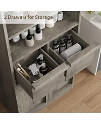 gaomon Tall Bathroom Cabinet, Floor Storage Cabinet with Doors & 2 Drawers, Organizer Freestanding for Bathroom, Living Room