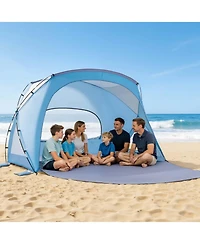 Mecale 6-Person Beach Tent Sun Shelter with Upf 50+ Protection and Sand Pockets