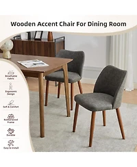 gaomon Leather Dining Chairs Set Upholstered Wingback Chairs with Wood Legs