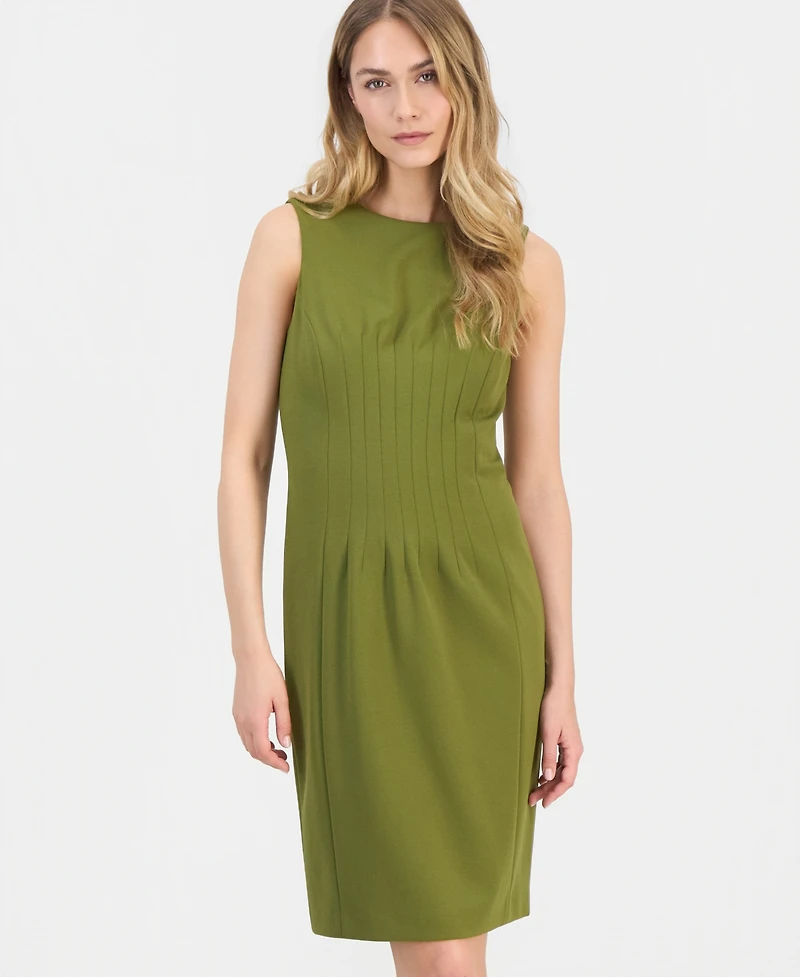 Anne Klein Women's Pleated-Waist Scuba-Crepe Sheath Dress