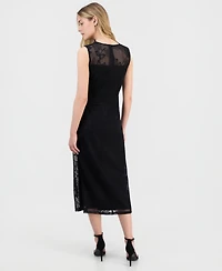 Anne Klein Women's Embroidered-Tulle Sleeveless Midi Dress