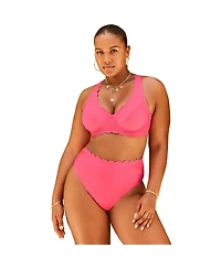 Swimsuits for All Women's Scallop Trim Underwire Bikini Top