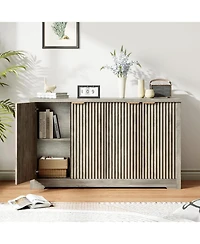 gaomon Fluted Buffet Sideboard Cabinet with Storage,2/4 Doors & Adjustable Shelf,Handle,Spacious Tabletop,Modern Wood Coffee Bar Console Table
