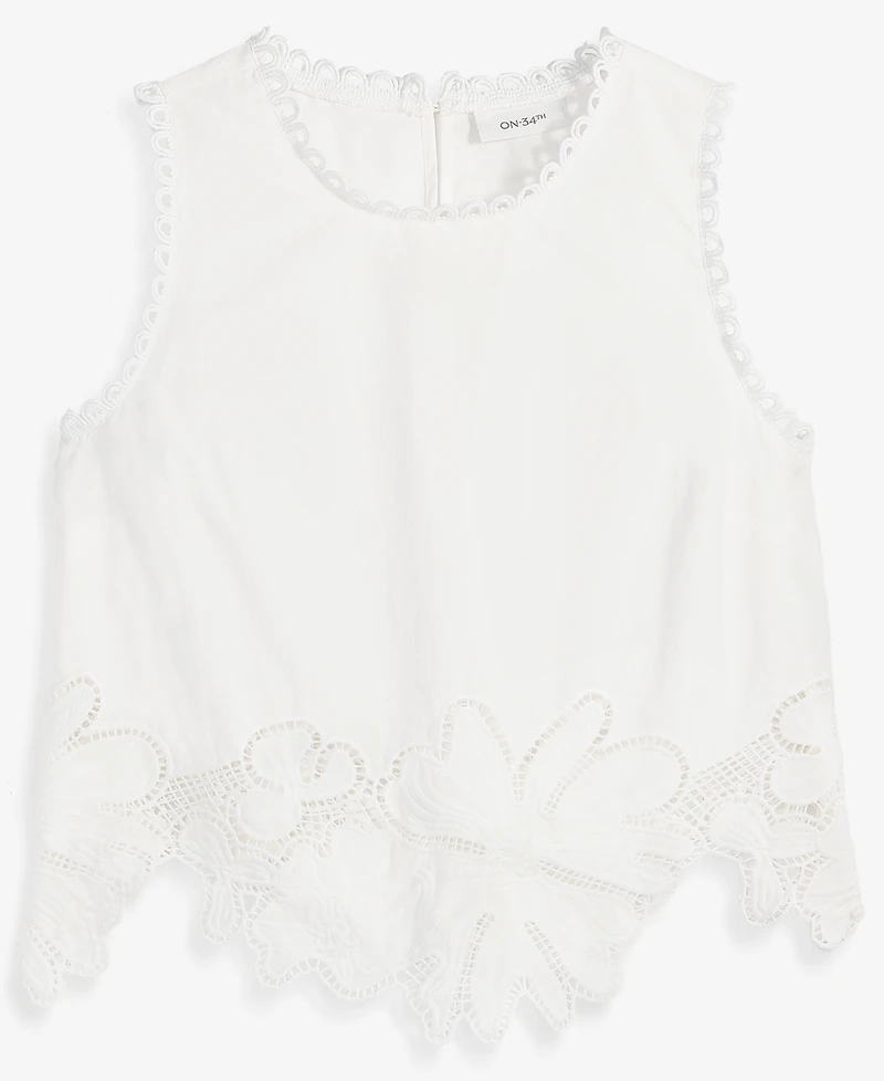 On 34th Women's Cotton Floral-Cutwork Lace-Trim Tank Top, Macy's Exclusive