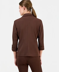 Anne Klein Essentials Petite Knit Roll-Tab Blazer