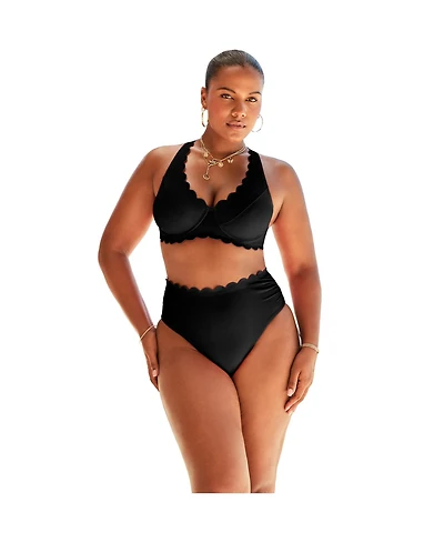 Swimsuits for All Women's Scallop Trim Underwire Bikini Top