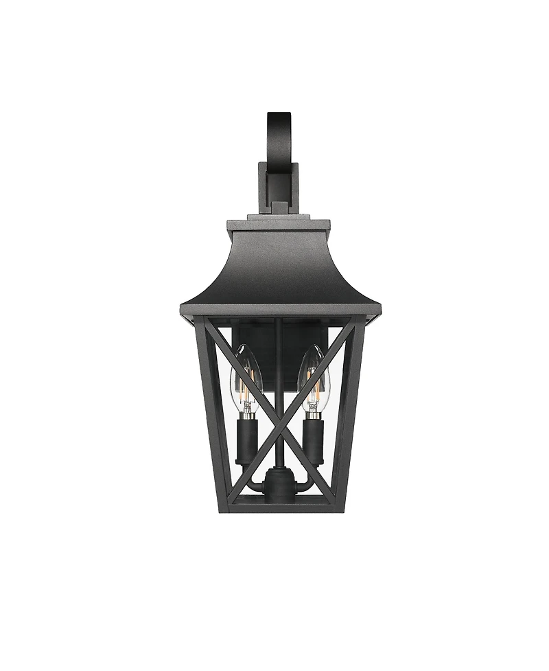 Flynama Outdoor Wall Lantern 2-Light, Large Outside Modern Wall Sconce Light Fixture, Industrial Porch Light Wall Mount with Glass