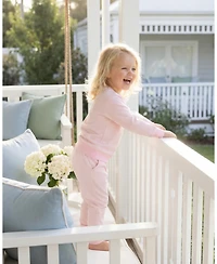 Motette Baby Girls Peony Stripe Lounger Bamboo Sweatsuit