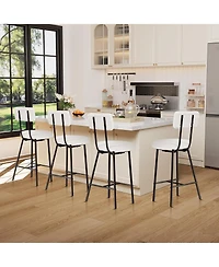 gaomon Modern Upholstered Bar Stools Set of 4,Counter Height Bar Chairs with Round Seat,Back,Footrest for Kitchen Island,Dining Room,Pub