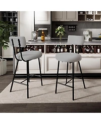 gaomon Modern Upholstered Bar Stools Set of 4,Counter Height Bar Chairs with Round Seat,Back,Footrest for Kitchen Island,Dining Room,Pub