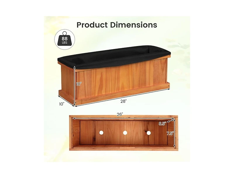 Slickblue Solid Fir Wood Raised Garden Bed with Liner & Drainage